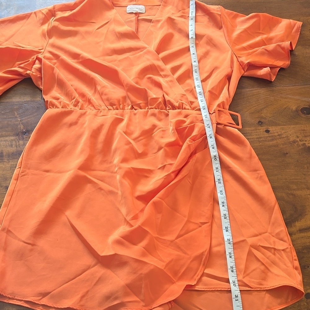 MELLODAY Vibrant Orange Satin Romper Size Large - Picture 7 of 12